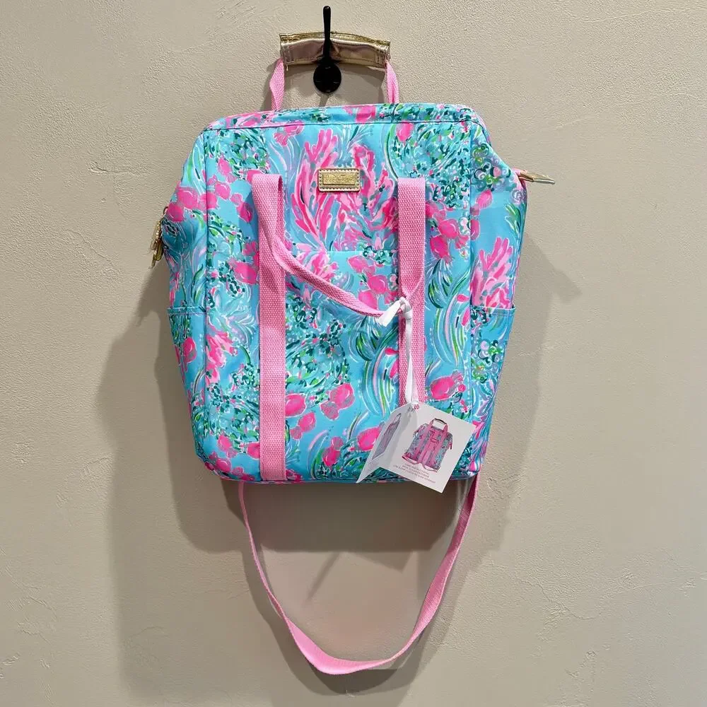 NWT Lilly Pulitzer Insulated Backpack Cooler in Pink Blue Floral
